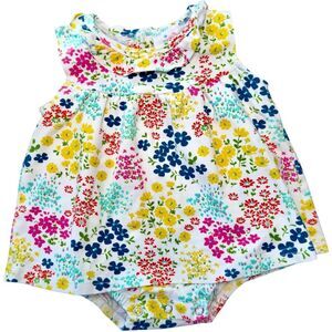 Stitchy Fish Baby Girl Colorful One Piece Floral Pattern Romper. 3 Months.